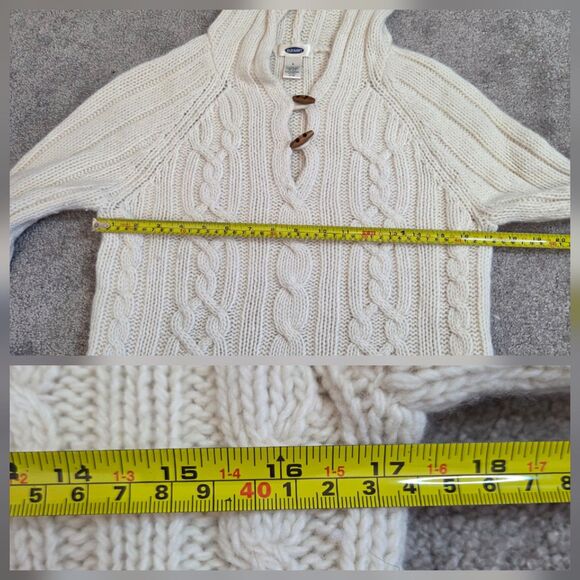 Old Navy Womens Large Vintage Cable Knit Hooded Sweater Y2K Bella Elena Gilbert - Picture 10 of 13